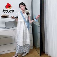 愤怒的小鸟 ANGRY BIRDS 女童夏装连衣裙2025新款套装夏季大童海边度假长裙小女