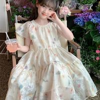 小排靓 女童连衣裙夏装2025新款洋气童装甜美女孩碎花公主裙儿童夏季裙子