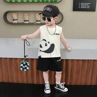 小排靓 男童夏装背心套装2025新款儿童洋气无袖夏季薄款宝宝时髦坎肩衣服