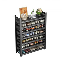 礼奈家用门口移动鞋架落地钢制简易收纳架入户玄关鞋柜多层铁艺置物架 【四层】磨砂黑-长100*宽35高80c
