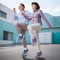 足力健老人鞋轻便飞绣休闲鞋仿足弓EVA软弹中底运动锻炼女士休闲健步鞋 天青蓝-男款 43