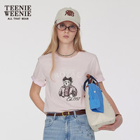 TEENIE WEENIE 小熊女装T恤2025夏季简约时髦圆领短袖 粉色 S