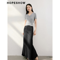 红袖chic针织衫夏季2024女装后腰镂空围裹式V领设计感小衫上衣 米白004 M