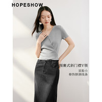 红袖chic针织衫夏季2024女装后腰镂空围裹式V领设计感小衫上衣 米白004 XL