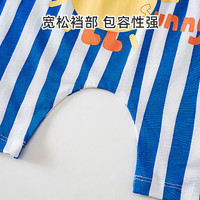 舒贝怡儿童裤子男宝宝七分裤夏季女童哈伦屁屁裤婴儿薄款纯棉外穿大PP裤 太阳深蓝条纹 110