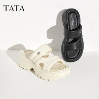  TATA/他她 厚底 女士凉鞋  黑色（拖鞋款） 40