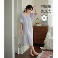 思莉太太 SLEEP TIGHT 冰丝睡裙女款夏季法式方领宫廷风带胸垫夏天薄款睡衣裙