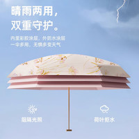 费林斯曼太阳伞遮阳伞黑胶防晒防紫外线迷你便携女晴雨两用折叠便携胶囊 【升级彩胶防晒】金粉霞蝶