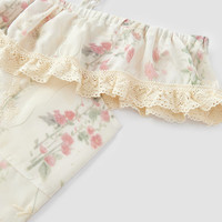 森马（Semir）连衣裙女重工碎花田园风度假2025夏荷叶边收腰吊带裙109325114008