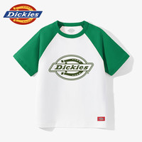 DICKIESDickies童装男童短袖纯棉儿童夏季t恤2025新款上衣男孩撞色体恤潮 果绿/DK绿线标小 150 150cm