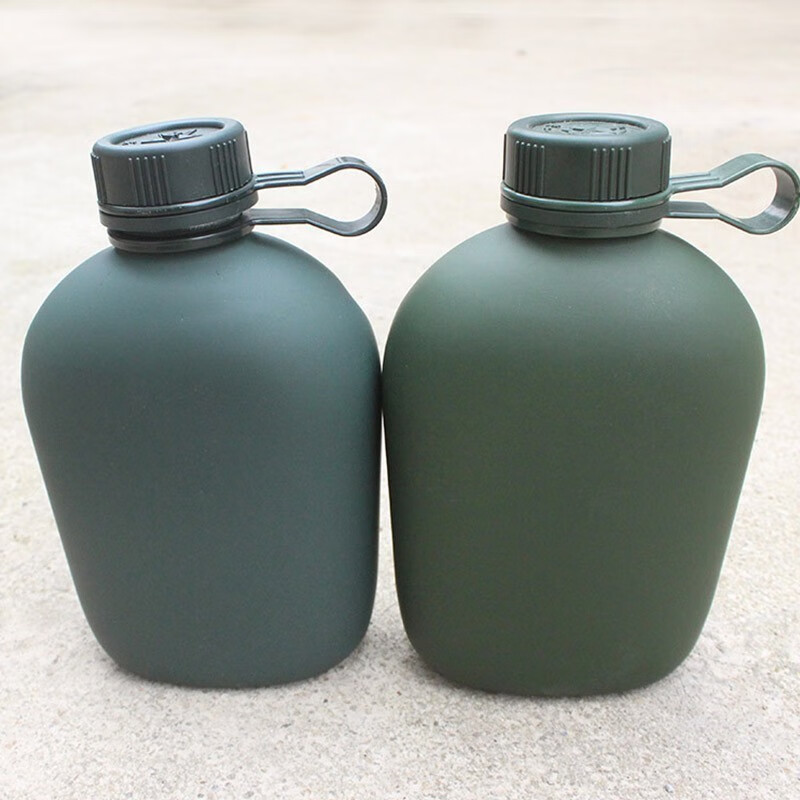 赢容户外水壶拓展迷彩水壶便携水壶户外运动训水壶大容量登山水壶 绿色杯套水壶 1L