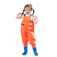 儿童玩水连体下水裤幼儿园防水衣服赶海男女小孩雨鞋抓鱼雨裤沙滩