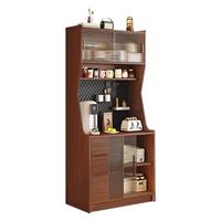 实木餐边柜一体靠墙家用客厅厨房茶水柜中古风多功能储物柜2025