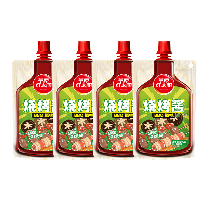草原红太阳草原红太阳烧烤酱家用烧烤酱撒料秘制刷料香辣原味奥尔良4种口味 100g 4