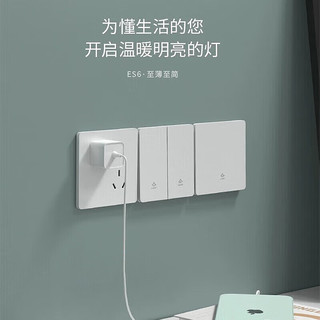 国际电工已接入米家APP智能开关控制面板肤感小爱同学语音全屋双控开关面 16A空调插座(不带智能)-皓月白