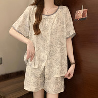 带胸垫睡衣女夏季薄款短袖云朵棉2025甜美可爱夏天家居服套装