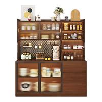 岩板餐边柜靠墙一体储物柜实木客厅家用洞洞板高柜茶水柜酒柜碗柜