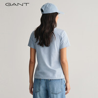 GANT甘特2024女士简约纯色百搭直筒舒适正肩圆领短袖T恤上衣 474淡蓝色 M