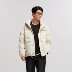 Semir 森马 冬季复古学院风绣花短外套宽松百搭连帽羽绒服男