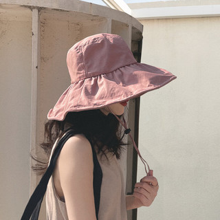 温诗欧黑胶防紫外线晒遮阳帽子女夏遮脸大帽檐防晒帽户外渔夫帽子 黑色（带防风绳）