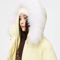 雪中飞 SNOWFLYING女款韩系休闲羽绒服时尚貉子大毛领中长款宽松连帽抗寒保暖