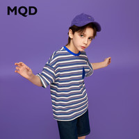 马骑顿(MQD)男童夏季新品学院风运动休闲中大童条纹内搭短袖T恤