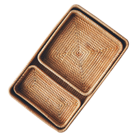 屋里屋外日式秋藤编面包篮客厅茶几水杯托盘家用茶盘零食收纳筐点心水果盘  cm