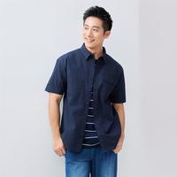 2025年夏季纯棉暗格纹工装口袋梭织休闲通勤短袖衬衫男士