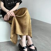 半身裙女夏2025高腰a字流光中长款开叉透气清爽包臀裙