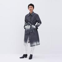 WHM女士休闲百搭经纱印花涤纶布风衣
