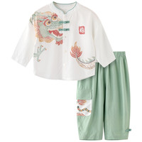 男童套装夏季短袖薄款龙宝宝周岁礼服新中式汉服衣服国风儿童夏装