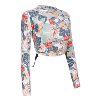 迪卡侬分体泳衣女长袖潜水冲浪服繁花绿XS-5102981