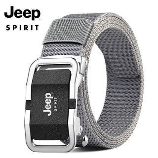 JEEP SPIRIT皮带男士帆布带加长款带身合金扣头自动扣腰带年轻人军训户外裤带 黑扣黑带120cm夏季款