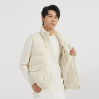 利郎轻时尚男装羽绒马甲男立领肌理羊毛外套Q4DMJ004 白色 5XL (195)