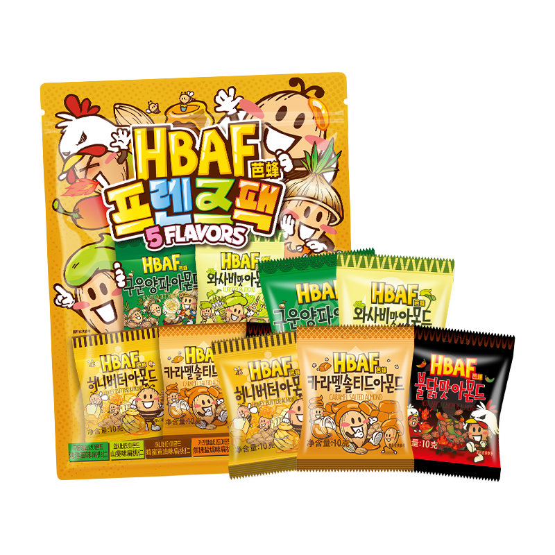 芭蜂 挚友款礼包扁桃仁10g*20(5口味韩国进口原汤姆农场坚果独立装