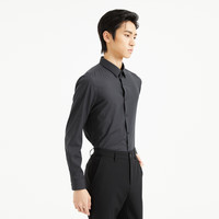 利郎轻时尚男装【双色提线】衬衫男弹力透气亲肤正装长袖衬衣Q4QZC016 黑色 40