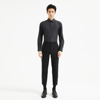 利郎轻时尚男装【双色提线】衬衫男弹力透气亲肤正装长袖衬衣Q4QZC016 黑色 42