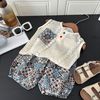 童森童马 2025夏季新款儿童韩版爆款男童镂空薄款运动宽松无袖休闲背心套装