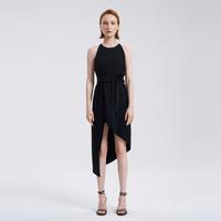 Iro 夏季轻奢系带不规则裙摆纯色无袖背心连衣裙夏季季女裙子A字裙