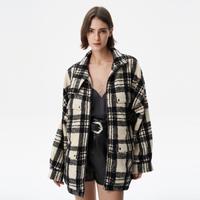 Iro 女士中长款格子衬衫式毛呢外套