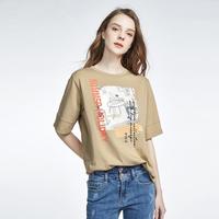 Infinity 2025夏季新款纯棉印花短袖T恤女时尚抽象印花显瘦女式T恤