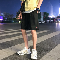 Champion美式休闲短裤男五分裤宽松透气运动健身沙滩裤大码夏季棉质 黑色（小C绣标） S 150-165cm/45-60kg