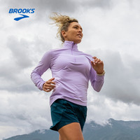 BROOKS布鲁克斯半拉链男长袖上衣跑步服皮肤衣女防晒运动衣服外套 XS