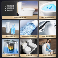 恒洁（HEGII）马桶 家用虹吸式大冲力坐便器 速冲节水防臭 静音降缓盖板 包安装 【可调坑距】抗菌釉面HC0508PT 250-410mm可调节坑距