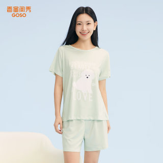 香蜜闺秀（GOSO）女士睡衣女夏季短袖短裤舒适休闲家居服套装可外穿新款 浅绿