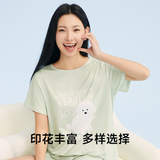 香蜜闺秀（GOSO）女士睡衣女夏季短袖短裤舒适休闲家居服套装可外穿新款 浅绿