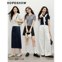 红袖复古绞花短袖针织衫2025夏季女装字母绣正肩POLO领别致短上衣 米白004 S