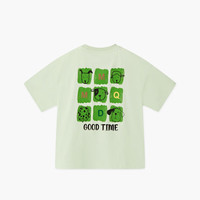 马骑顿 男大童夏季学院风潮酷休闲亲肤卡通字母短袖T恤 浅绿 130