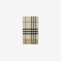 BURBERRY 双面两用格纹羊绒围巾 多色 沙色