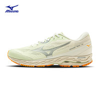 美津浓 WAVE RC 04 缓震回弹跑步竞速训练鞋 浅绿色米白色桔黄色